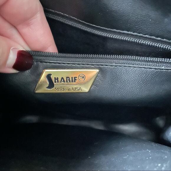 Sharif Woven Leather Crossbody Bag Olive Green Vintage 1990s EUC - Picture 6 of 9